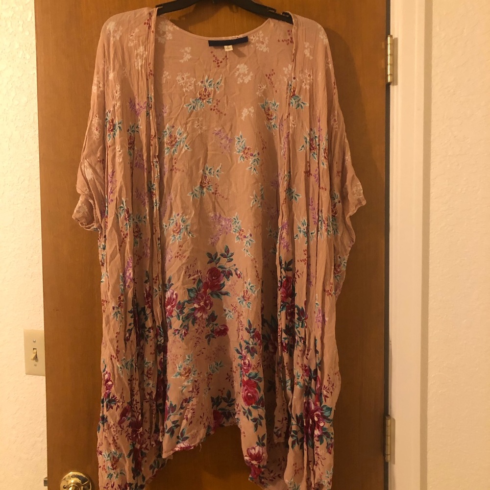 Pink floral shawl